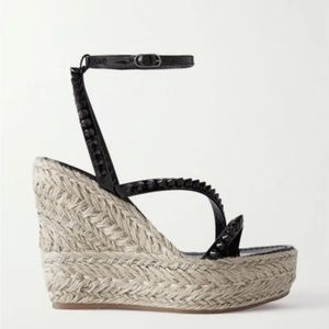 Christian Louboutin Black Spike Wedge Espadrille 120